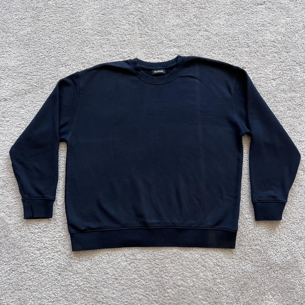 Naadam Sweatshirt Mens XL Navy Cotton Cashmere Crewneck Pullover Solid Basic